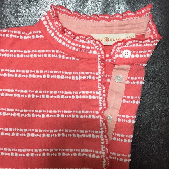 Tory Burch Lidia Ruffle Trim Striped Polo - Picture 2 of 2